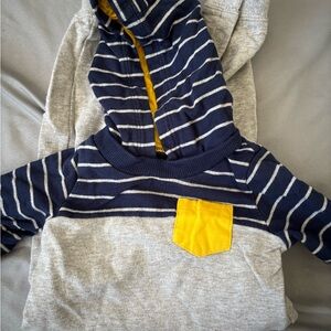 Carter's Navy, Gray & Yellow Striped Hooded One-Piece